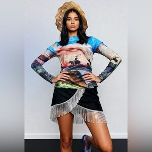 Top shop Colorful Western Graphic Long Sleeve Top